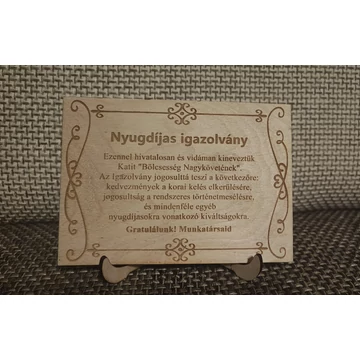 Nyugdíjas igazolvány tábla