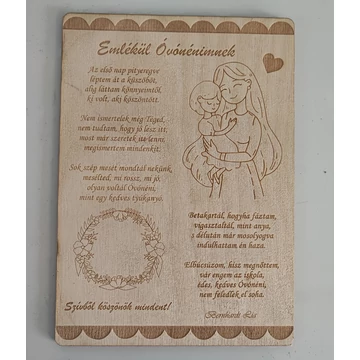 Emlékül Óvónénimnek tábla 